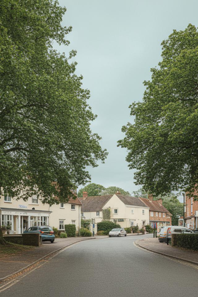 Quiet Suffolk business street near Lime Avenue with mature trees and local offices