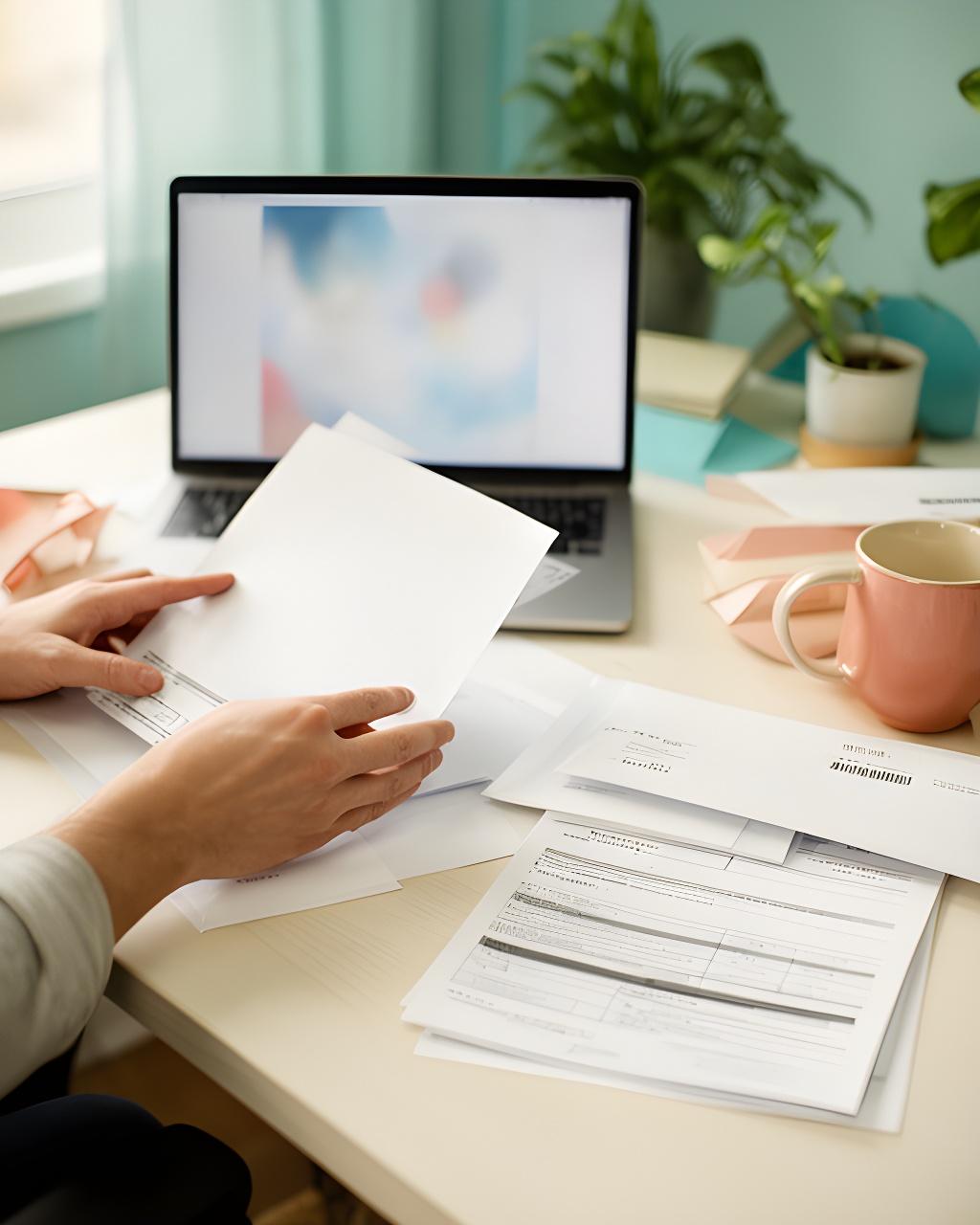 Person preparing a personal data rights request at a home office desk
