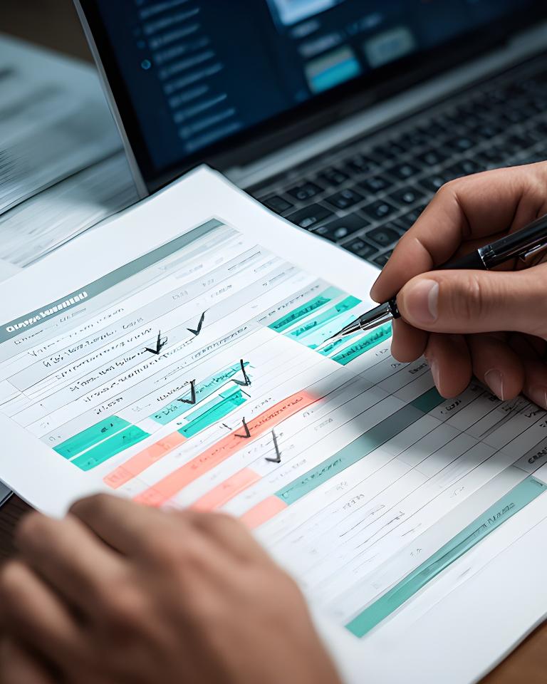 Close view of a data quality review with checked records and highlighted discrepancies