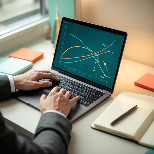 Commercial analyst comparing product prices and demand curves on a laptop
