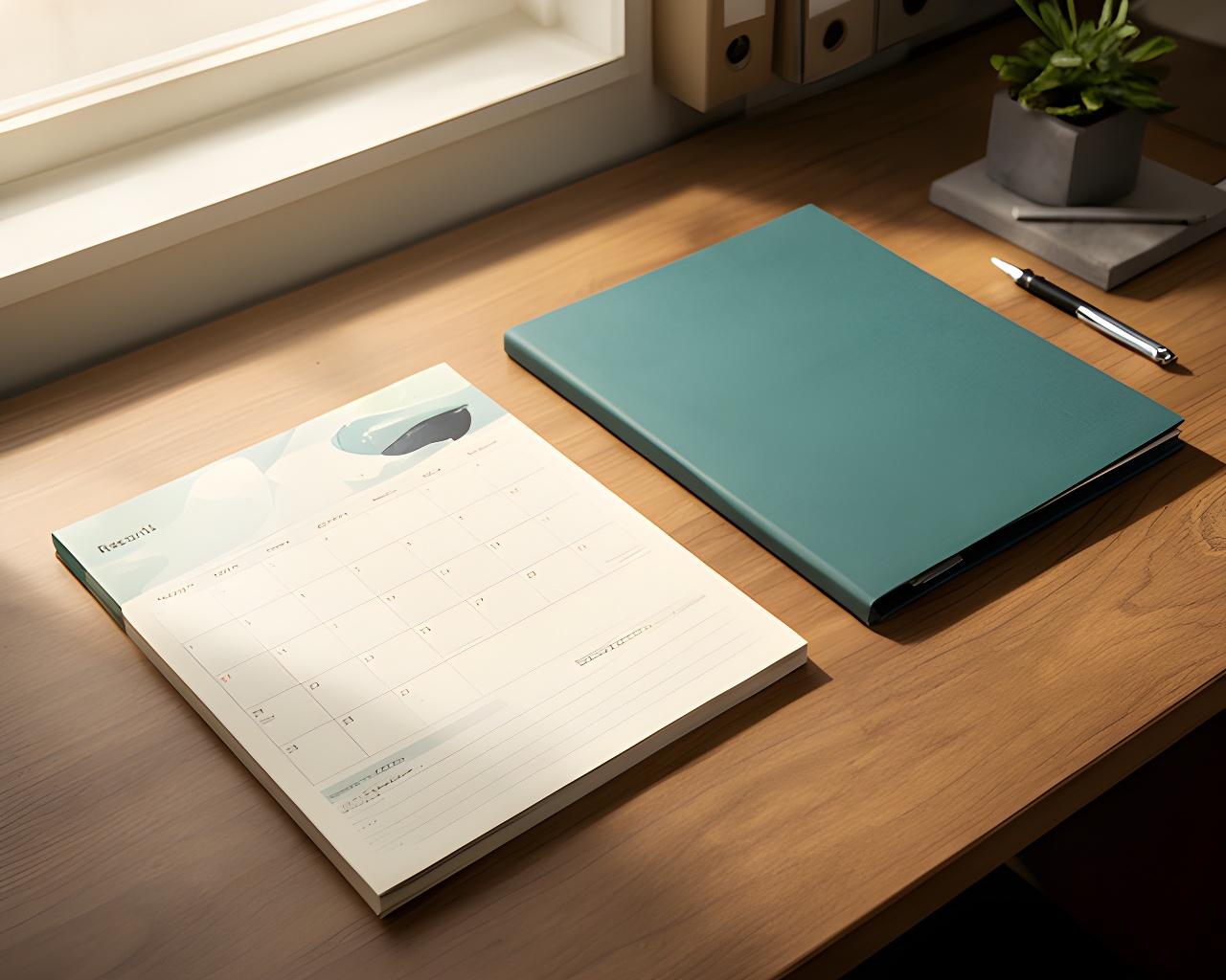 Desk calendar and records folder showing a planned information retention review