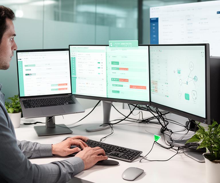 Data specialist validating clean records across several connected business systems